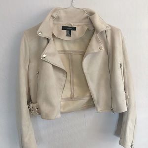 nude suede moto jacket